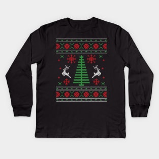 Knitted Pattern Ugly Christmas Sweater Kids Long Sleeve T-Shirt